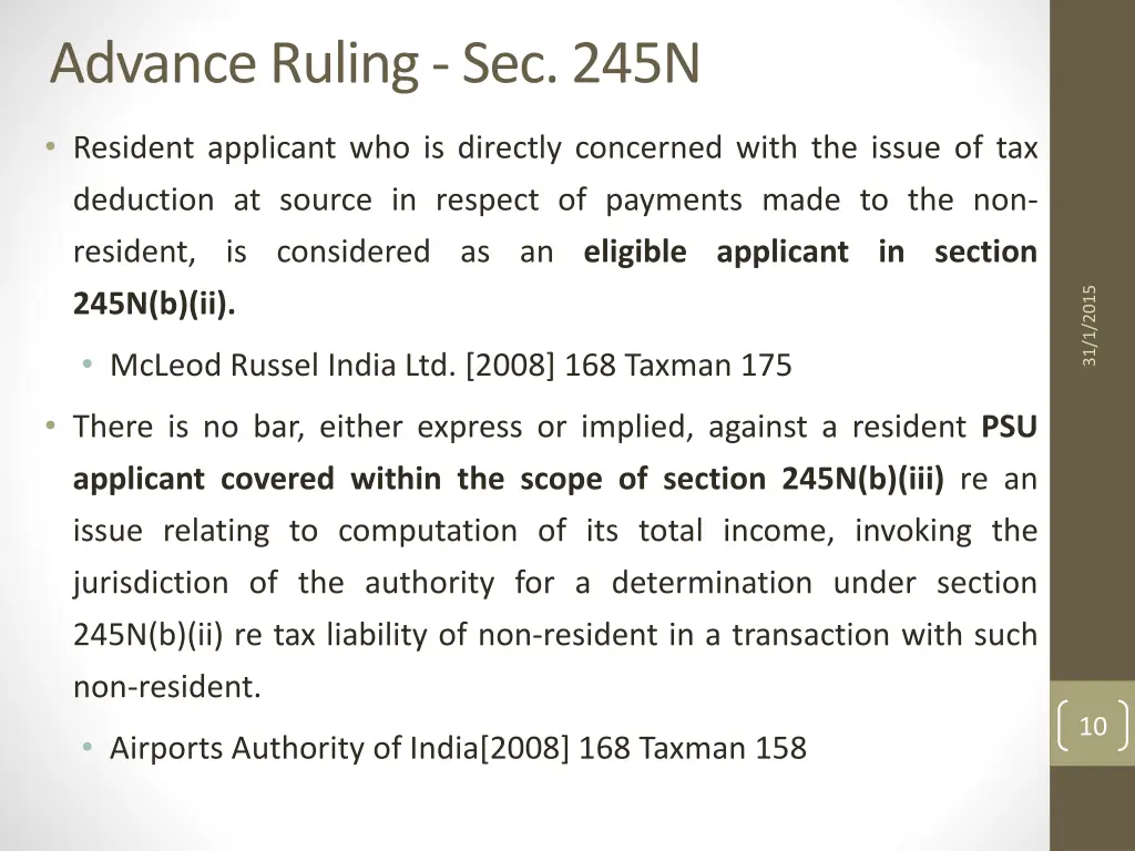 advance ruling sec 245n 2