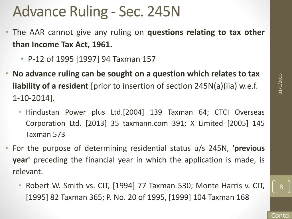 advance ruling sec 245n