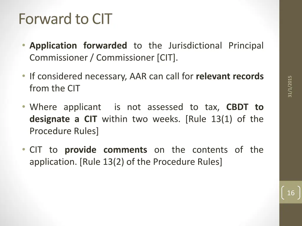forward to cit