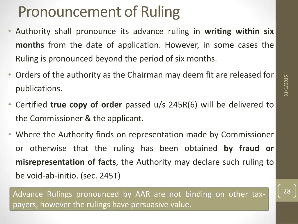pronouncement of ruling