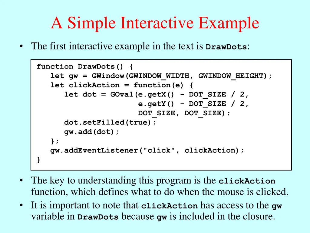 a simple interactive example