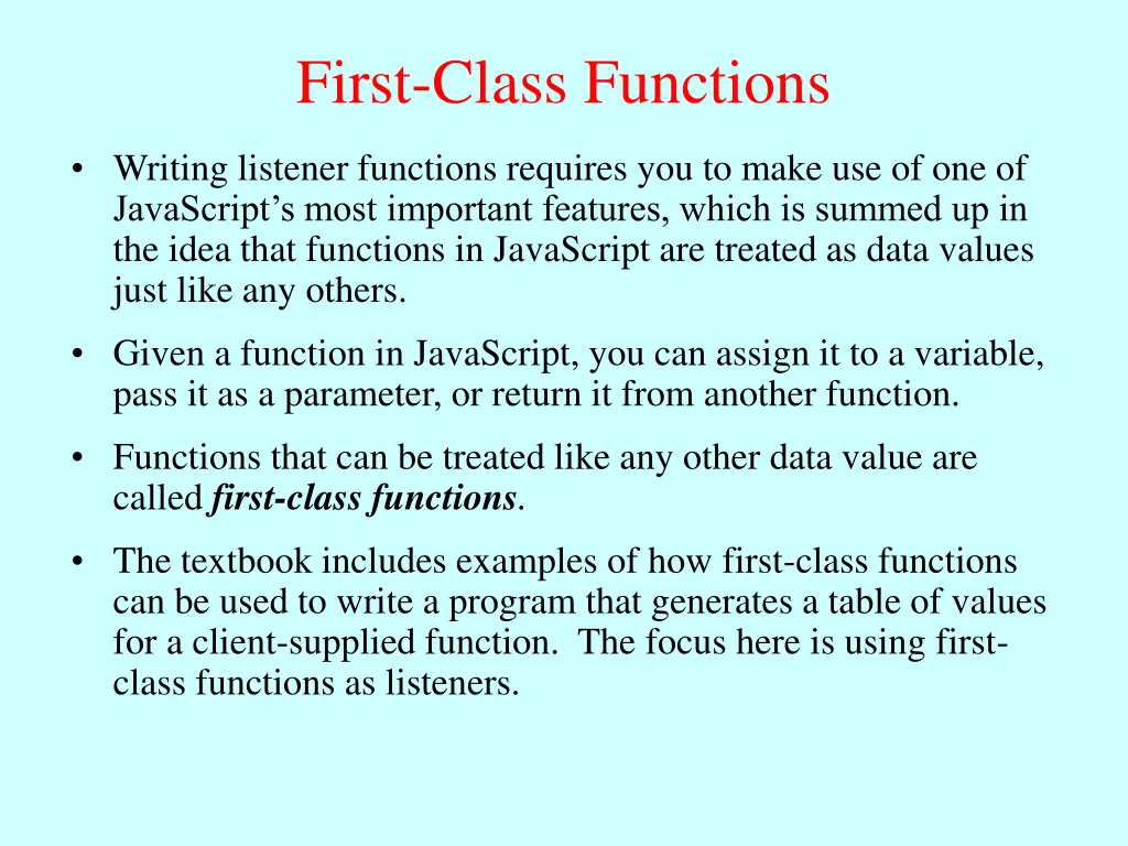 first class functions