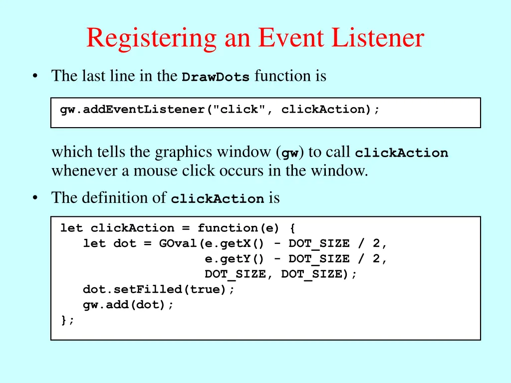 registering an event listener