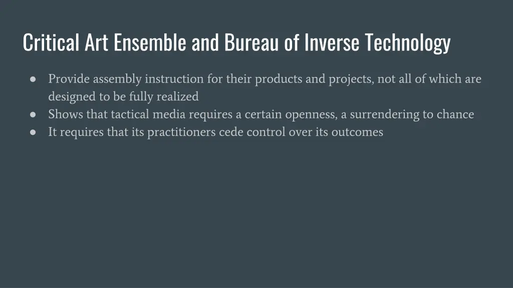 critical art ensemble and bureau of inverse