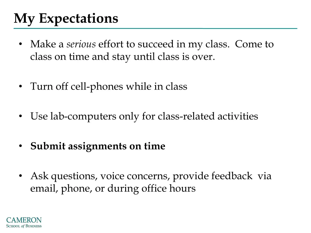 my expectations