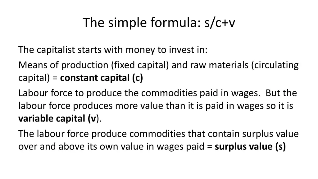 the simple formula s c v