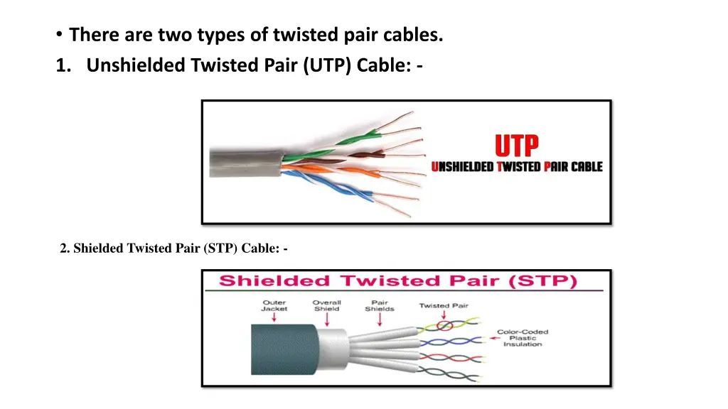 there are two types of twisted pair cables