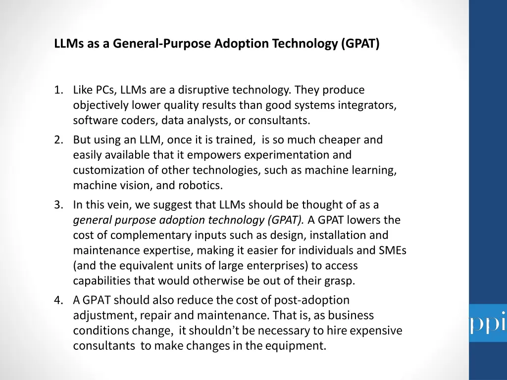 llms as a general purpose adoption technology gpat
