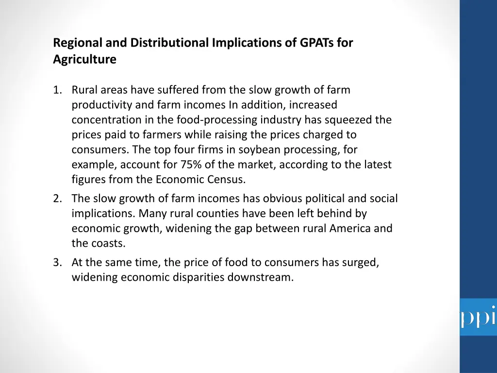 regional and distributional implications of gpats