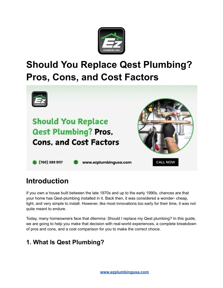 should you replace qest plumbing pros cons