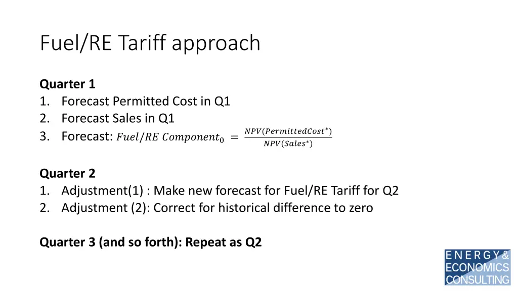 fuel re tariff approach