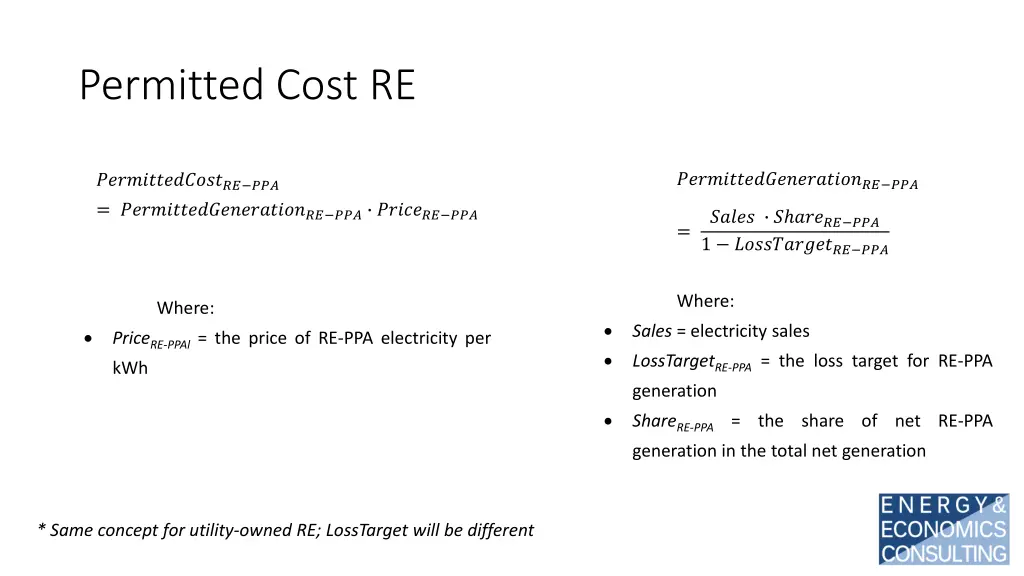 permitted cost re