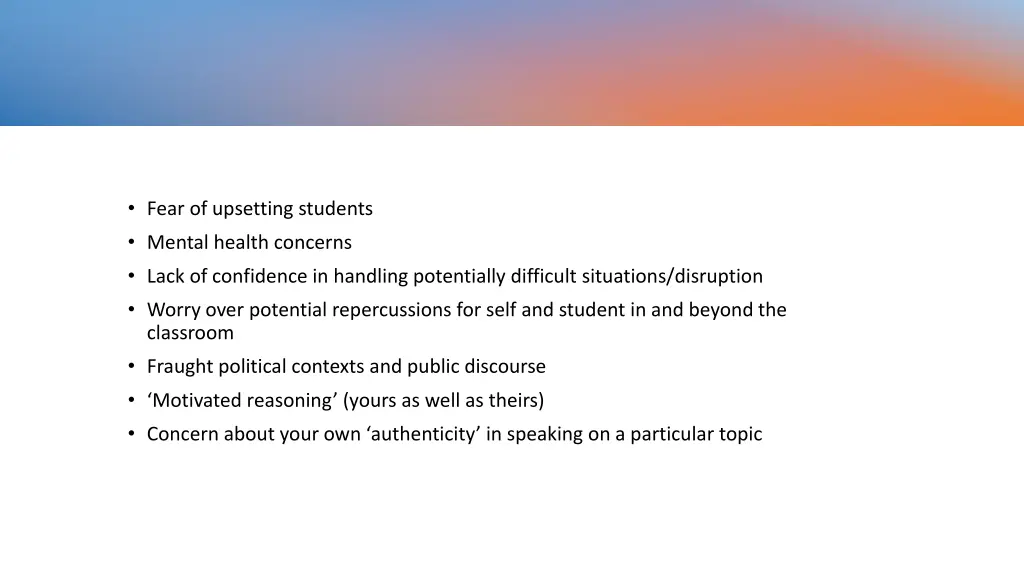 fear of upsetting students mental health concerns