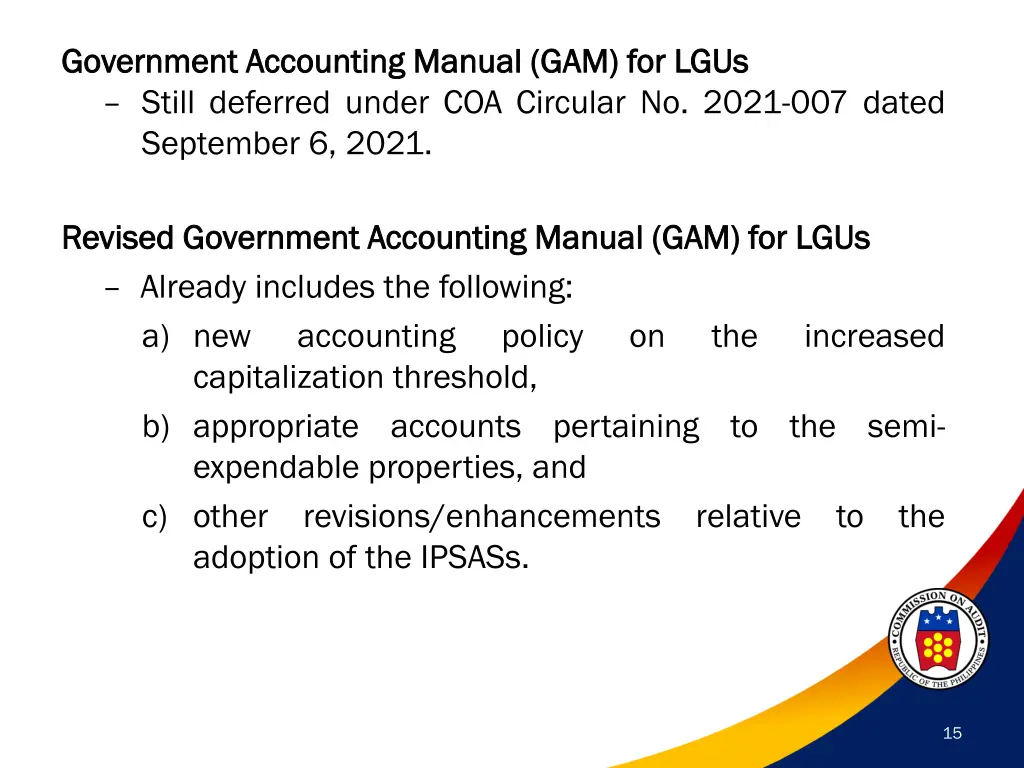government government accounting still deferred