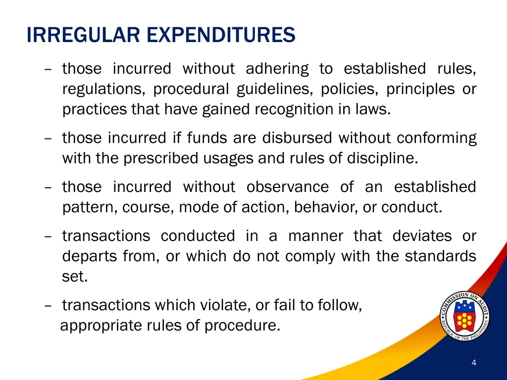 irregular expenditures