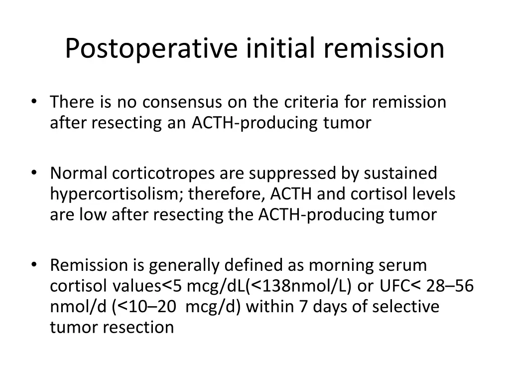postoperative initial remission