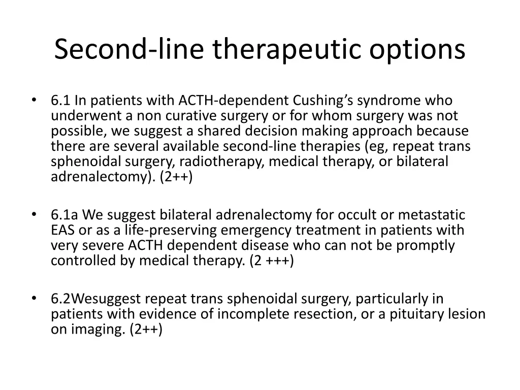 second line therapeutic options