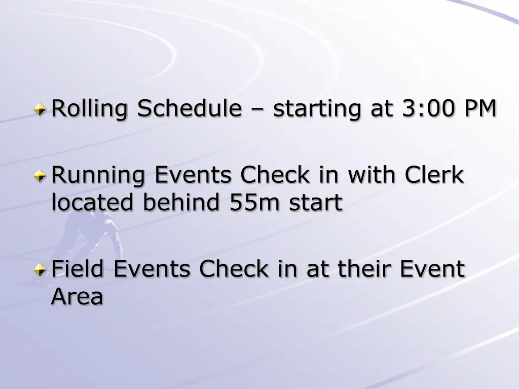 rolling schedule starting at 3 00 pm