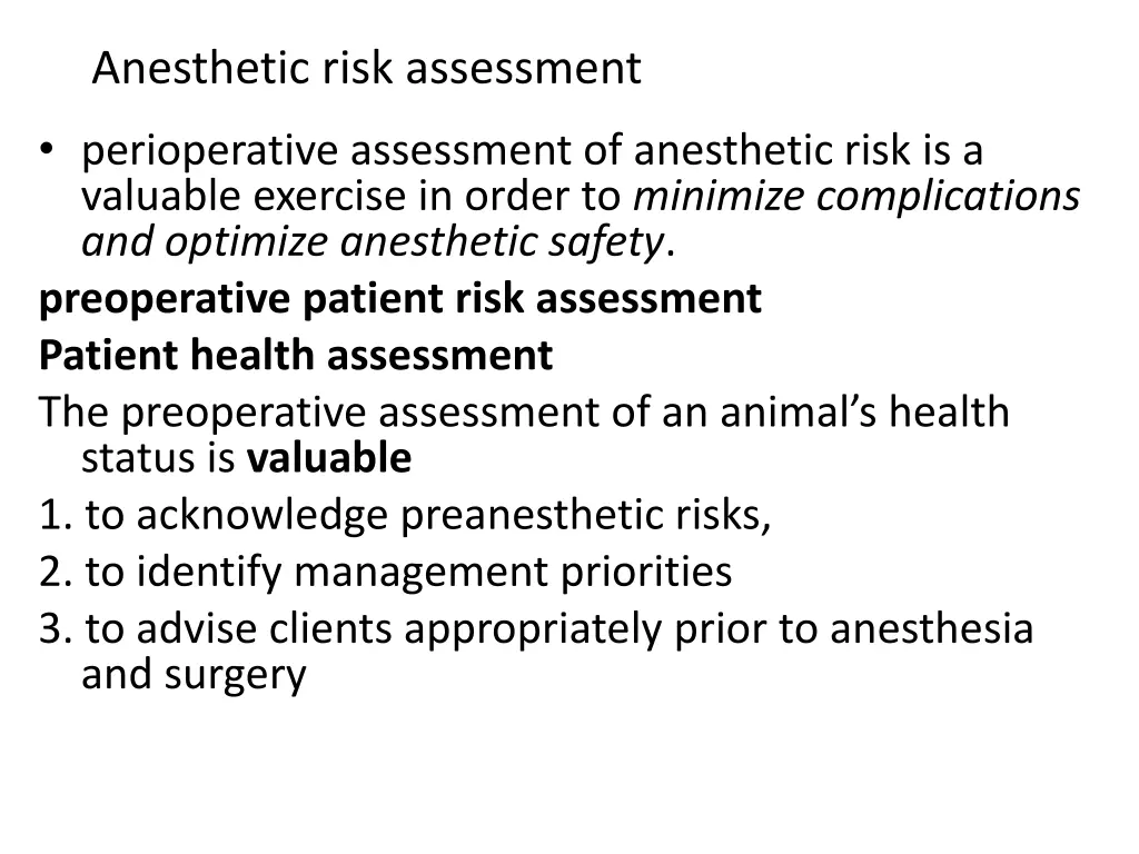 anesthetic risk assessment 1
