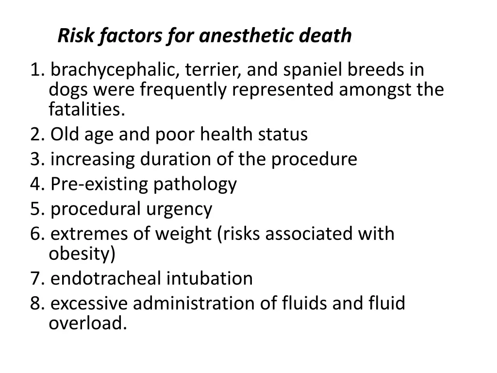 risk factors for anesthetic death