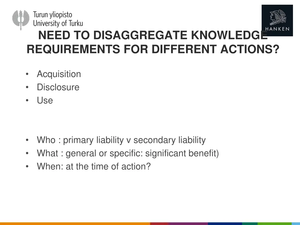 need to disaggregate knowledge requirements