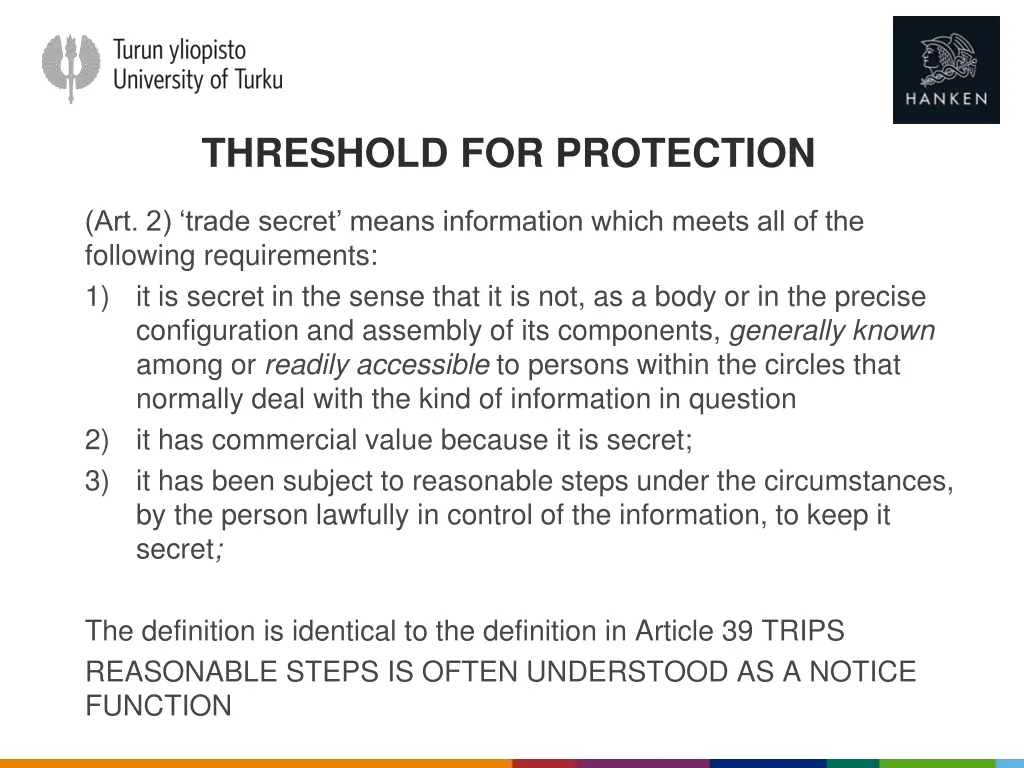 threshold for protection