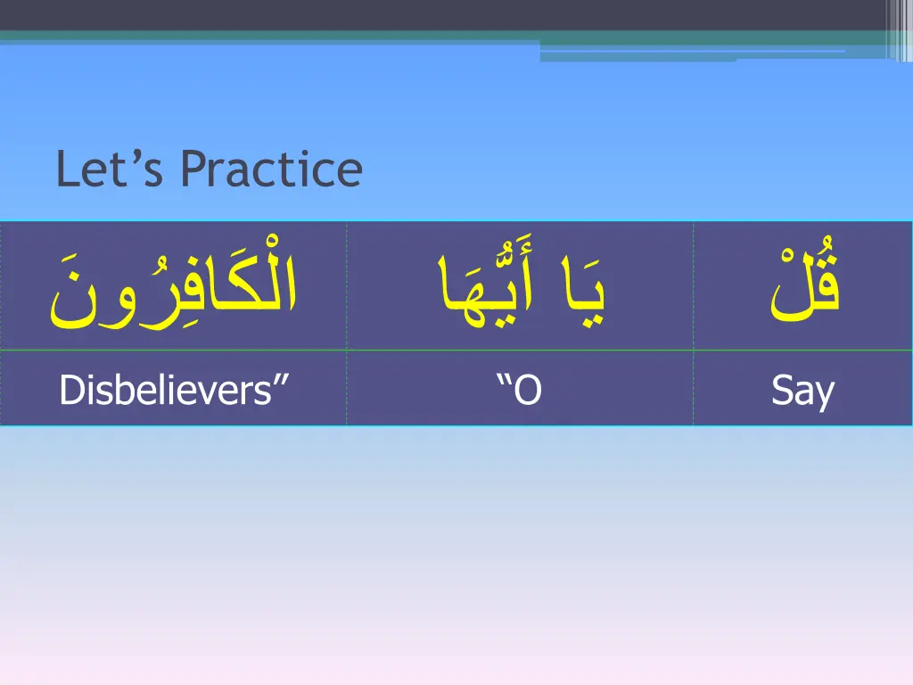let s practice disbelievers