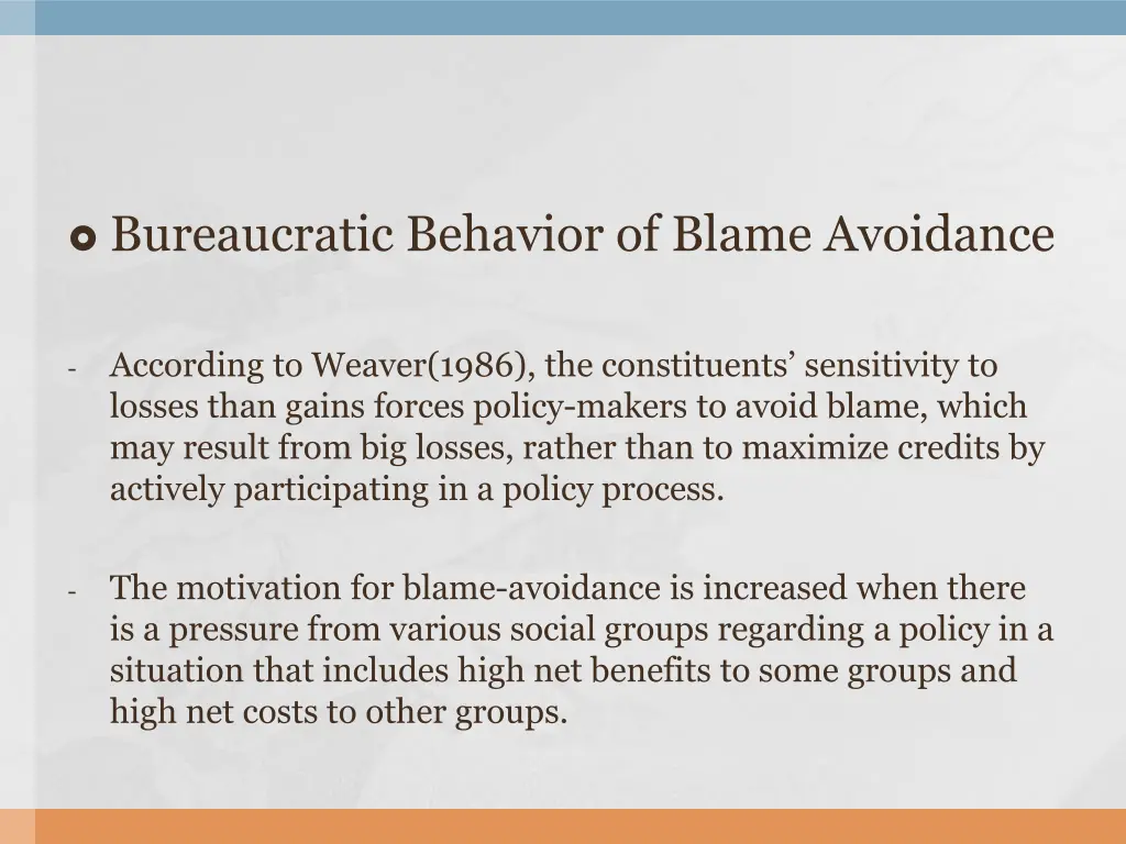 bureaucratic behavior of blame avoidance