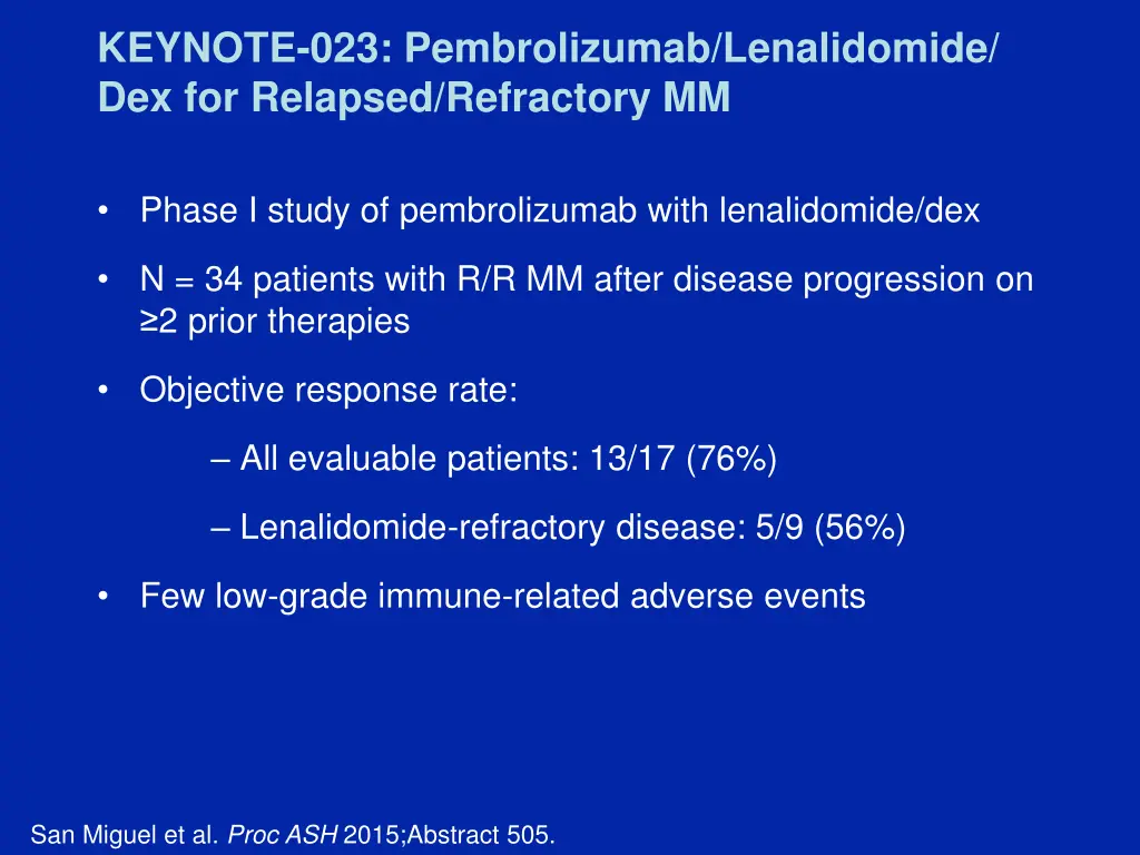 keynote 023 pembrolizumab lenalidomide