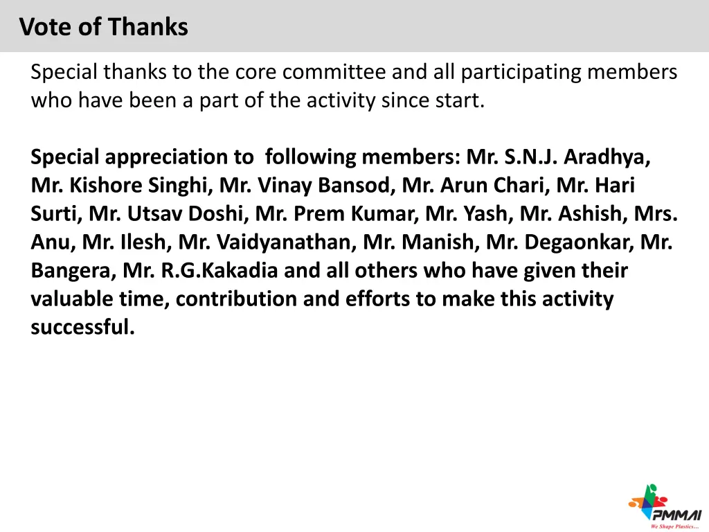 vote of thanks