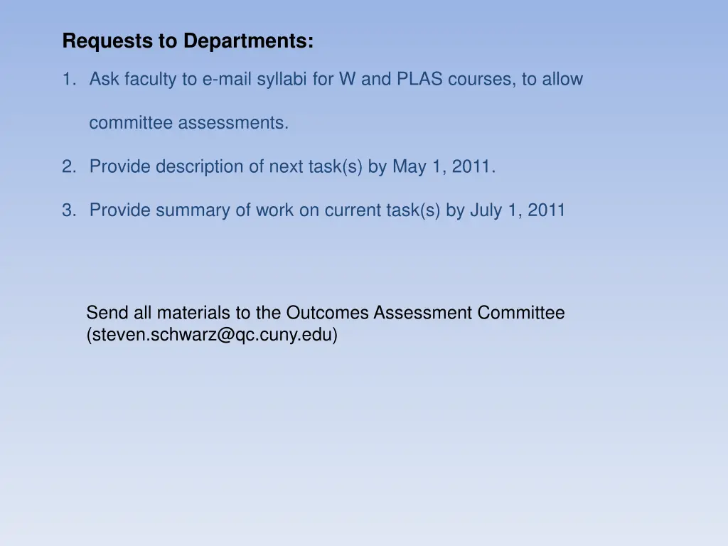 requests to departments