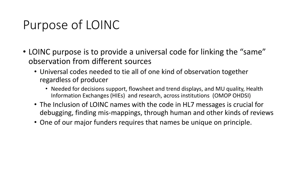purpose of loinc