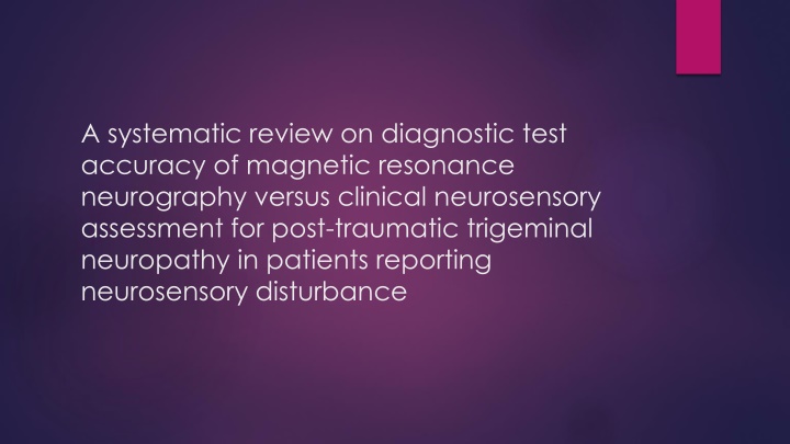 a systematic review on diagnostic test accuracy