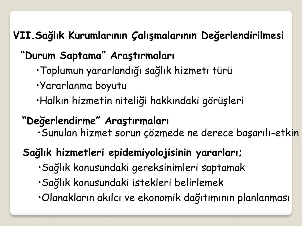 vii sa l k kurumlar n n al malar