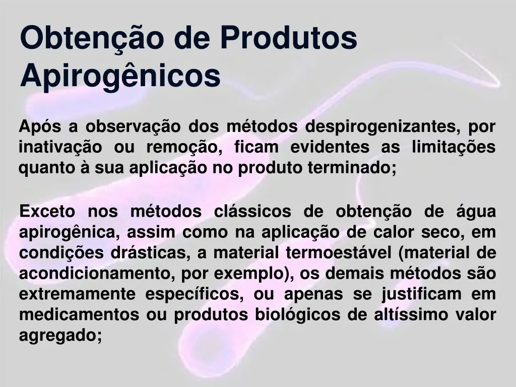 obten o de produtos apirog nicos