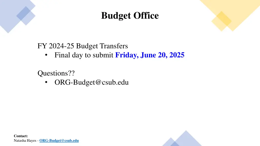 budget office