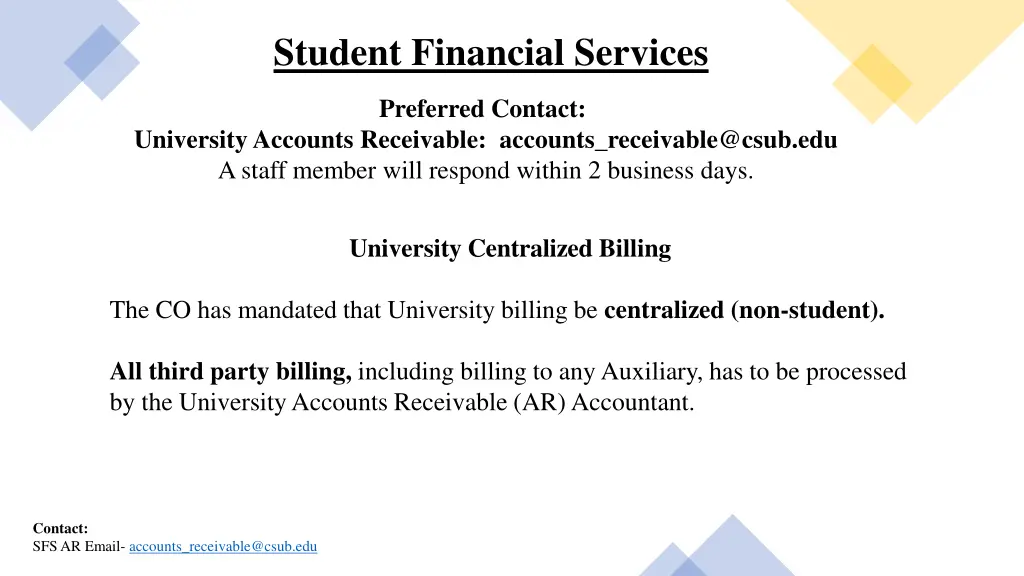 student financial services