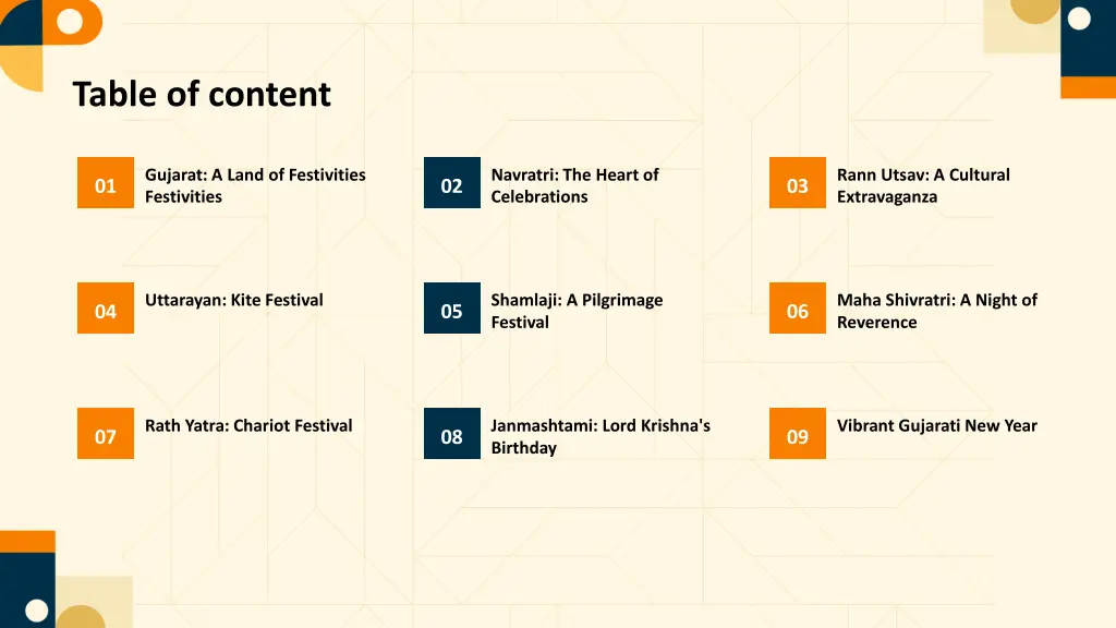 table of content