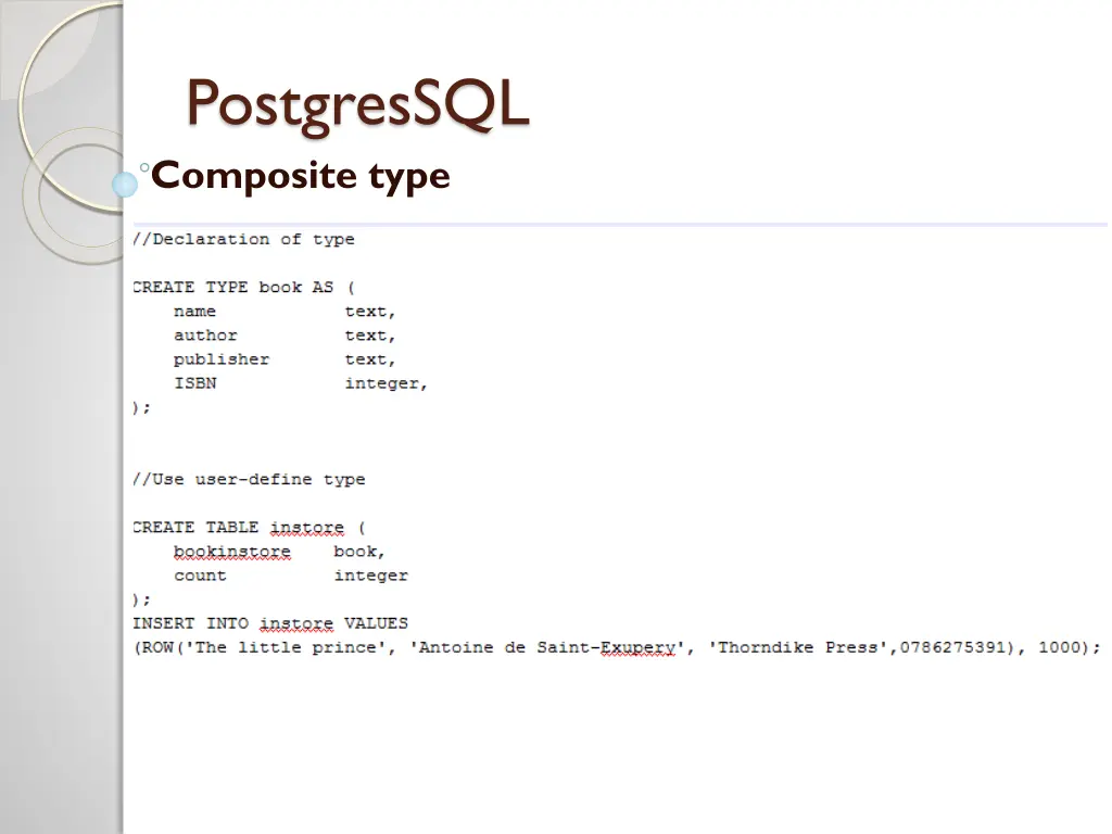 postgressql composite type