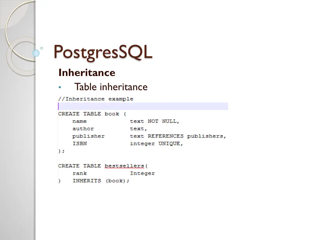 postgressql inheritance table inheritance