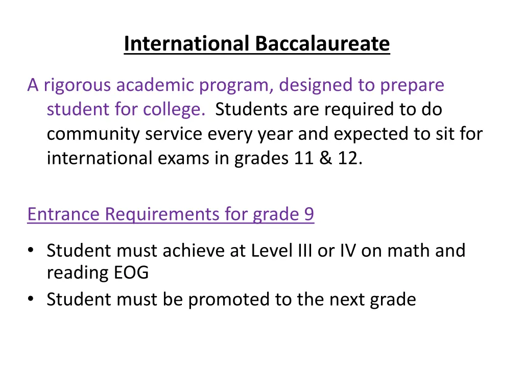 international baccalaureate