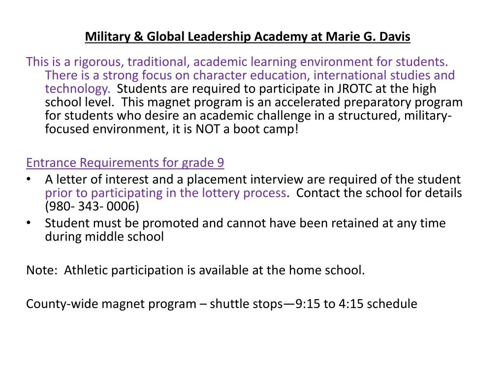 military global leadership academy at marie