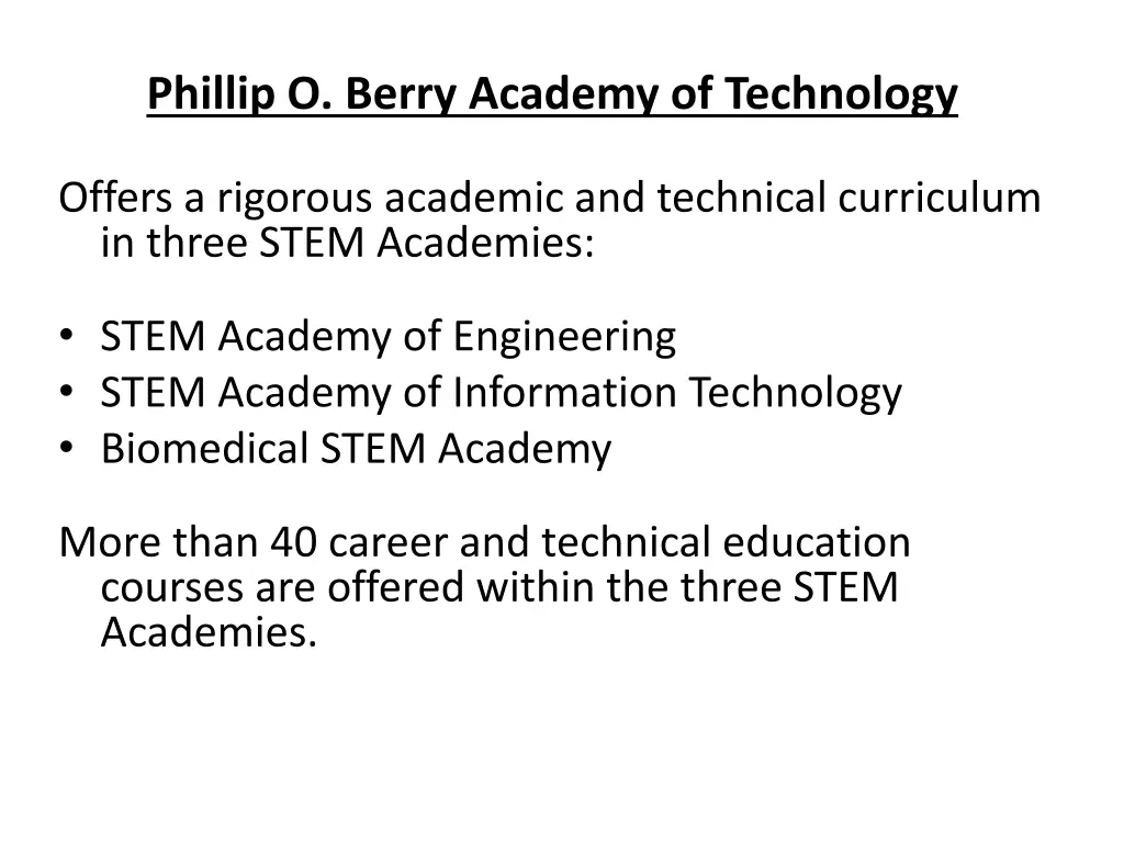 phillip o berry academy of technology