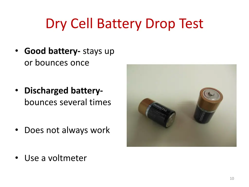 dry cell battery drop test