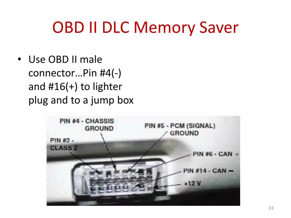 obd ii dlc memory saver