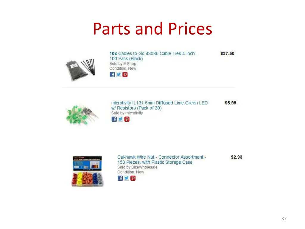 parts and prices