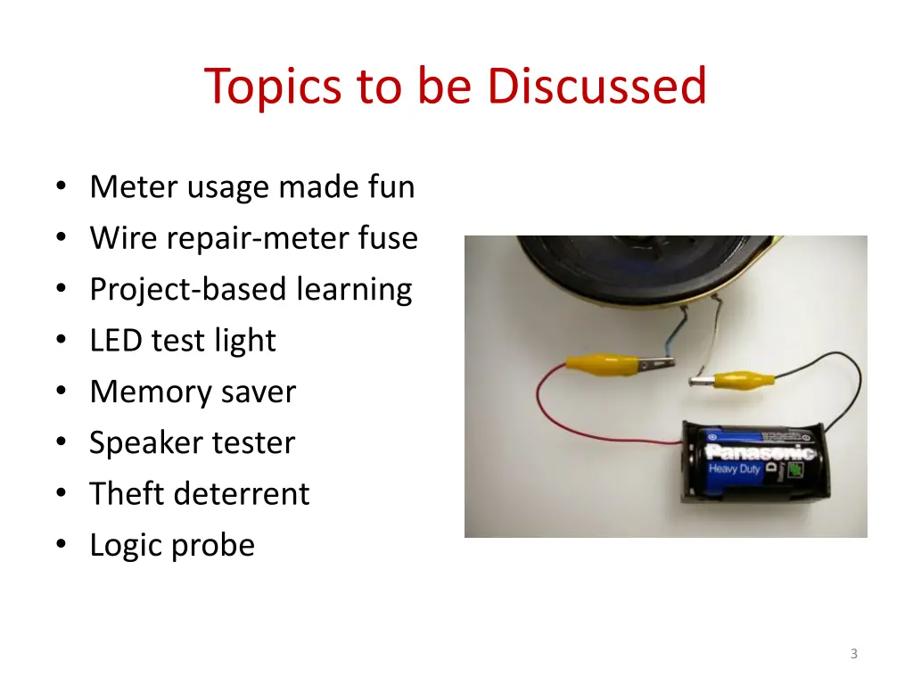 topics to be discussed