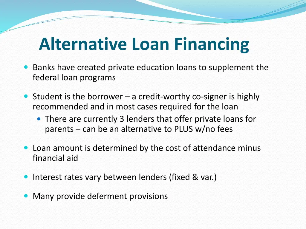 alternative loan financing