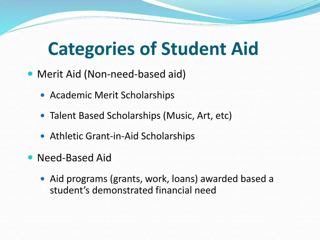 categories of student aid
