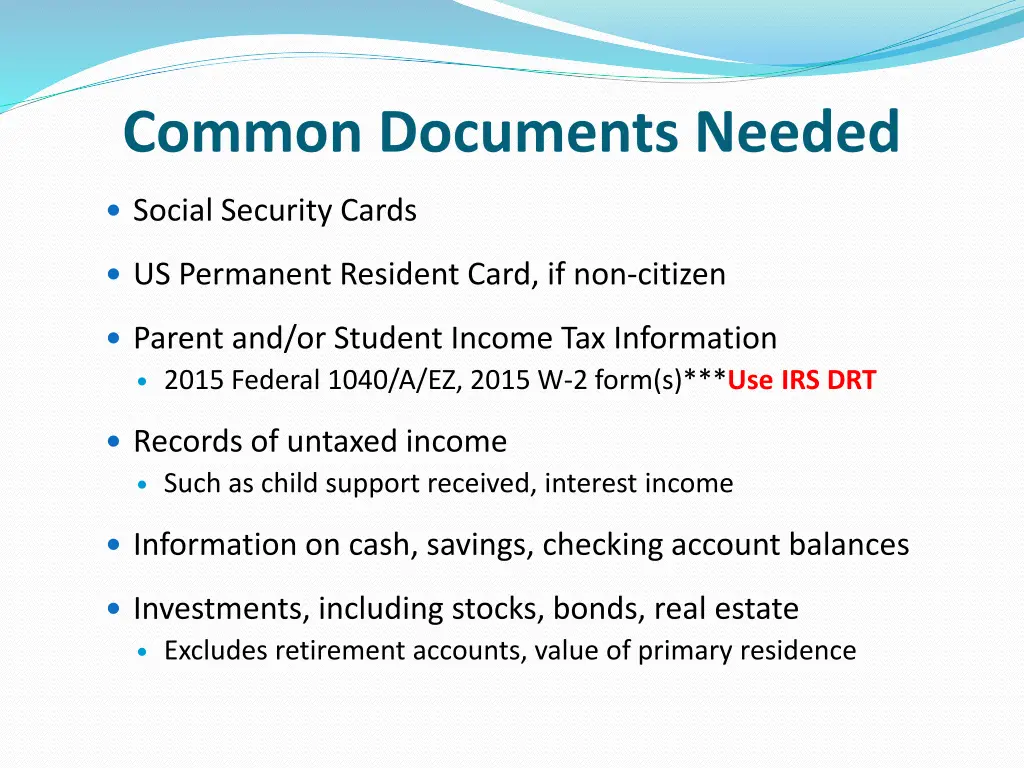 common documents needed